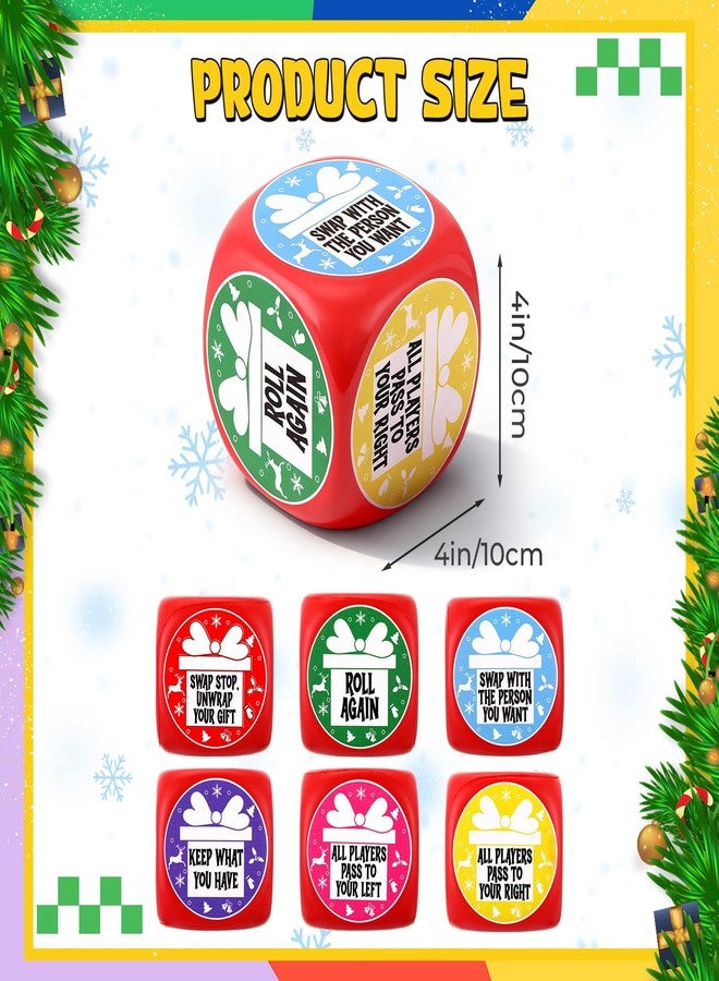 MiniInflat 4 Pcs Exchange Dice, 4 * 4inch Santa Swap Gift Exchange Dice for Adults Xmas Family Team Building Office White Elephant Friendship Christmas - Image 2